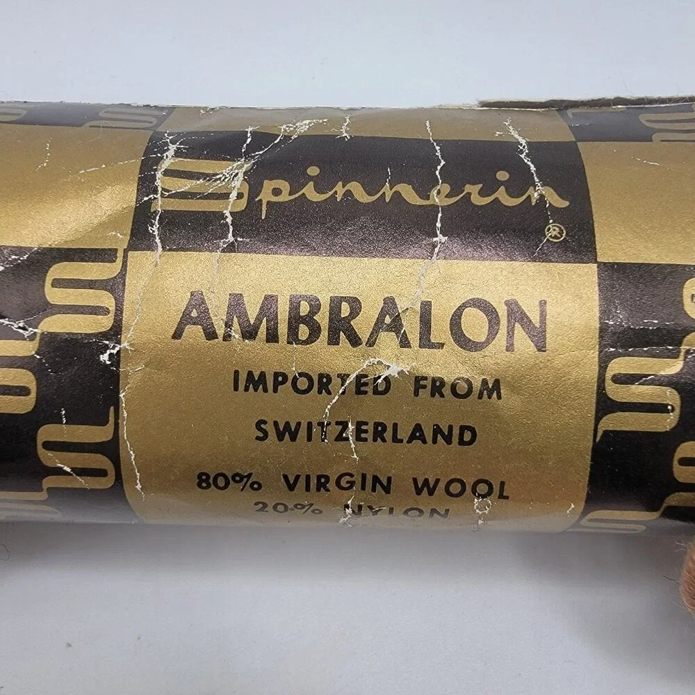 NEW Vintage Spinnerin Wool Yarn Brown 1 Oz. Skein Ambralon‎ Switzerland